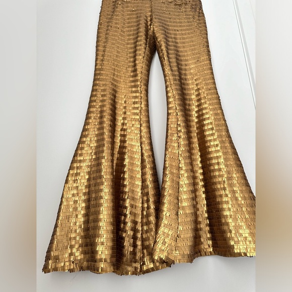 Free People Party Flare Sequin Pants is Bronze Gold - Picture 6 of 11